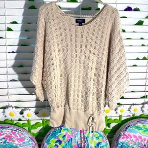 Sonoma creamy cashew cotton knit top with dolman sleeves
